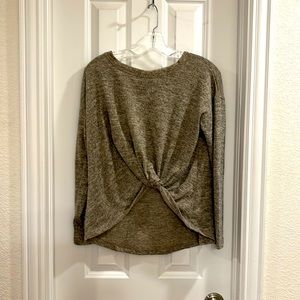 Hacci Knit Twist Front Sweater ~ Soft Gray Knot Front Lounge & Casual